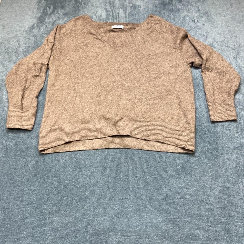 Old Navy Sweater Womens 2X Tan Cotton Stretch Soft Knit Raglan Sleeve V Neck